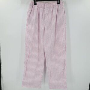 Tekla Pajama Pants womens XL L30 Pink white striped organic cotton elastic waist